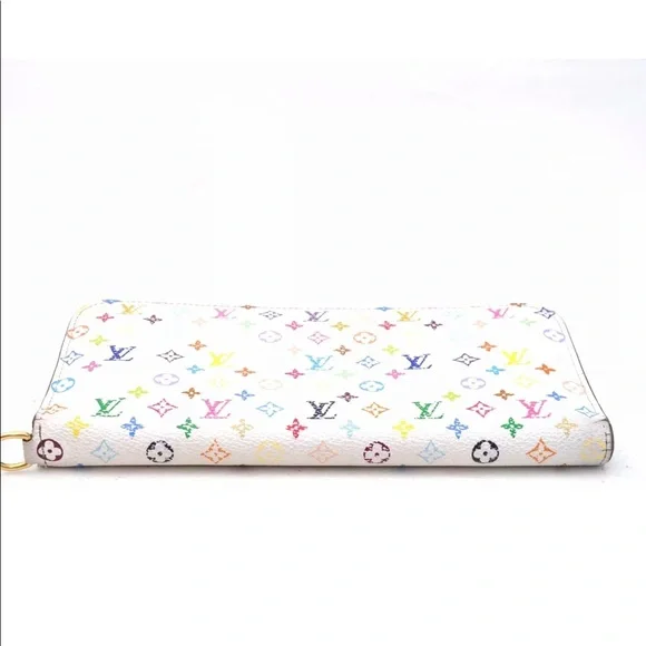 Louis Vuitton White Multicolor Takashi Murakami Zippy Wallet Authentic - Picture 4 of 12